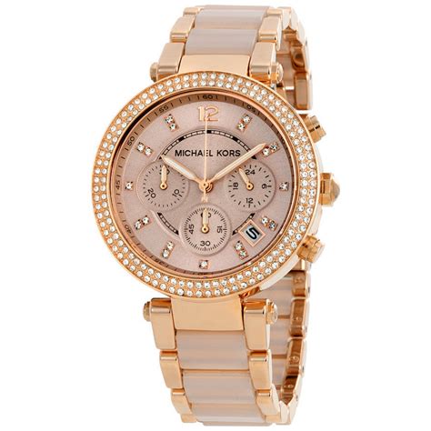 rose gold michael kors watch women|Michael Kors parker chronograph watch.